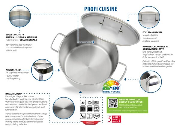Profi Cuisine Garnek Ø 16 cm, 1,9 l, stal nierdzewna ELO 24216