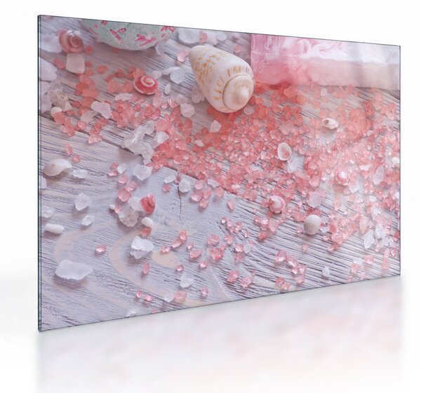 Obraz na szkle - Nadmorska atmosfera w różowych odcieniach (70x50 cm)