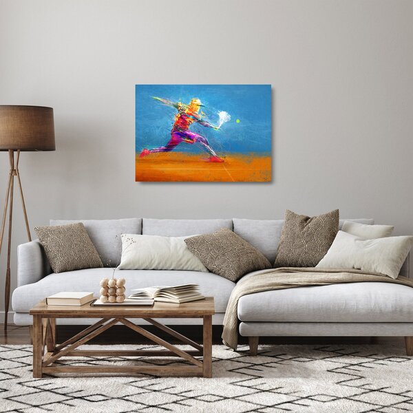 Obraz na szkle - Malowany tenisista (70x50 cm)