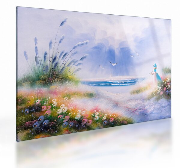 Obraz na szkle - Romantyczna plaża, obraz olejny (70x50 cm)