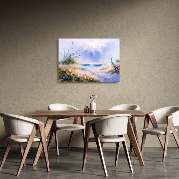 Obraz na szkle - Romantyczna plaża, obraz olejny (70x50 cm)