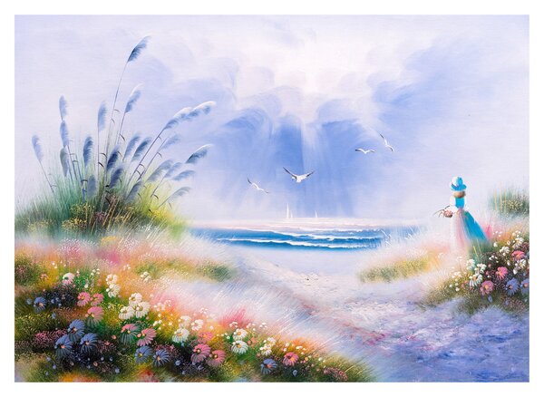 Obraz na szkle - Romantyczna plaża, obraz olejny (70x50 cm)