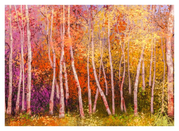 Obraz na szkle kolorowego lasu (70x50 cm)