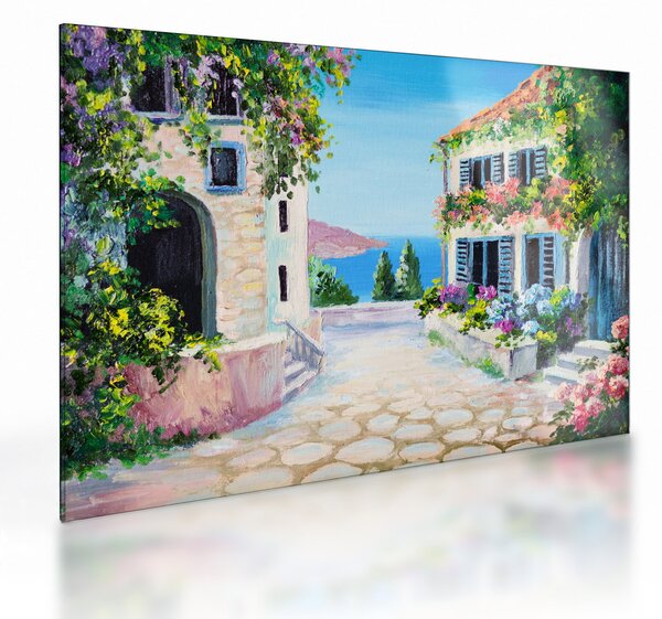 Obraz na szkle - Grecka aleja, obraz olejny (70x50 cm)