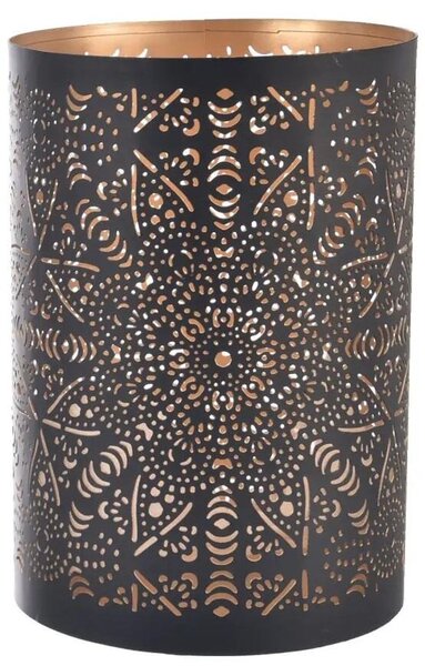 Świecznik Mandala 13 x 13 x 22 cm, metalowy, czarny/złoty INDECOR X14025