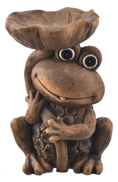 Rona Poidło dla ptaków żaba 25 x 21 x 39 cm, ceramika, wzór drewno INDECOR X14102