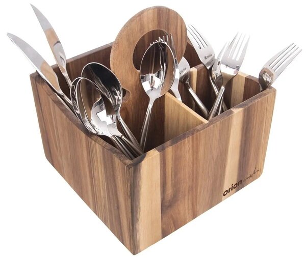 Wooden stojak na sztućce 18,5 x 18,5 x 20 cm, akacja ORION 540586