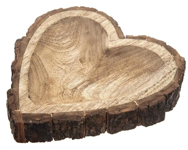 Taca serce 22 x 22 x 3 cm, mango/kora INDECOR X10559