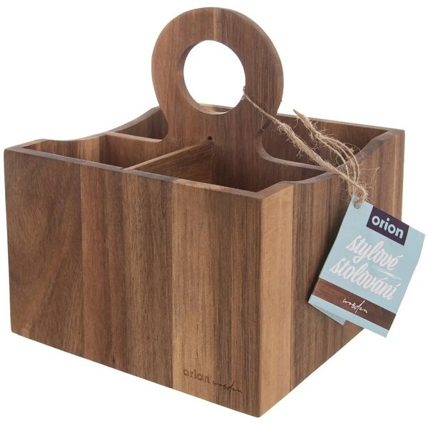 Wooden stojak na sztućce 18,5 x 18,5 x 20 cm, akacja ORION 540586