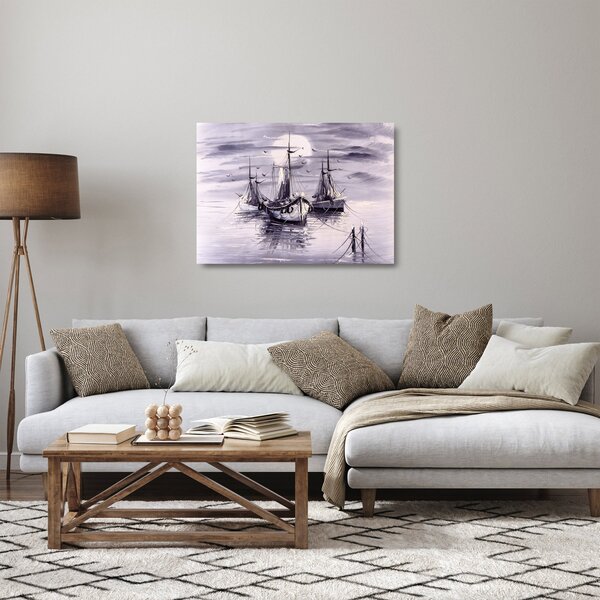 Obraz na szkle - Port, obraz olejny (70x50 cm)