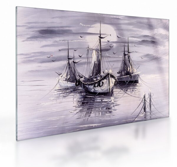 Obraz na szkle - Port, obraz olejny (70x50 cm)