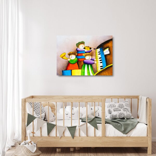 Obraz na szkle - Muzycy, malarstwo (70x50 cm)