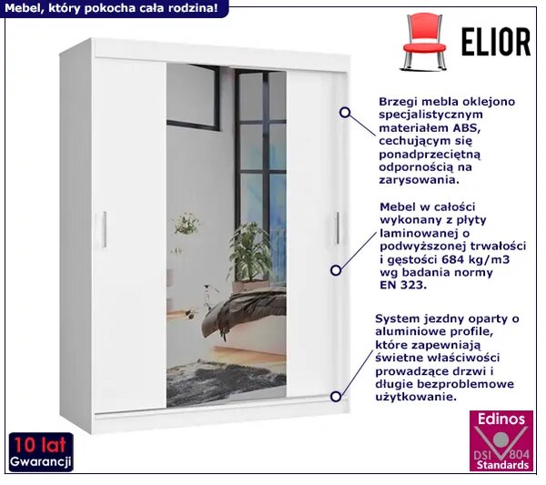 Biała szafa przesuwna z lustrem T0-Z03