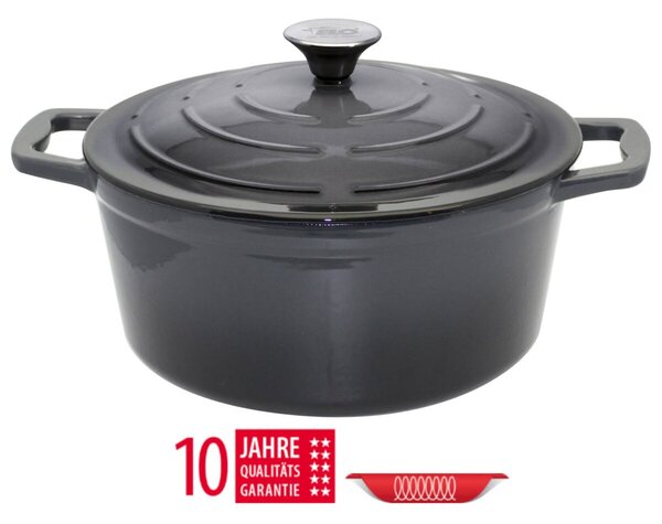 Garnek z pokrywką Ø 26 cm, żeliwny, szary ELO 33626