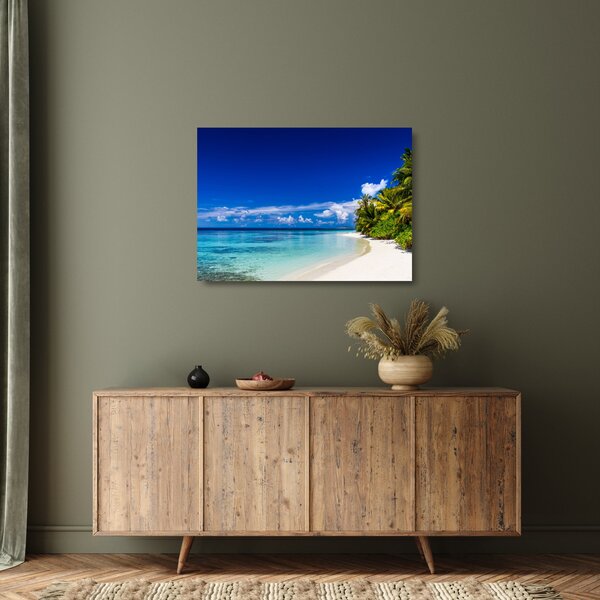 Obraz na szkle tropikalnej plaży (70x50 cm)