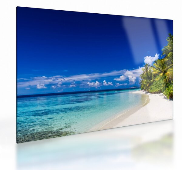 Obraz na szkle tropikalnej plaży (70x50 cm)
