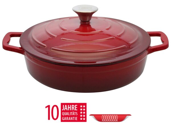 Rondel z pokrywką Ø 28 cm, żeliwny, czerwony ELO 30828