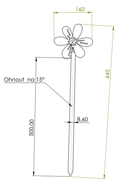 Ozdoba ogrodowa kwiat 1, 65 x 16 cm, corten CORGARDEN 1053