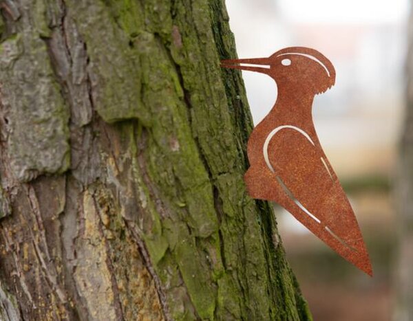 Dekoracja ogrodowa dzięcioł 28 × 18 cm, corten CORGARDEN 1047