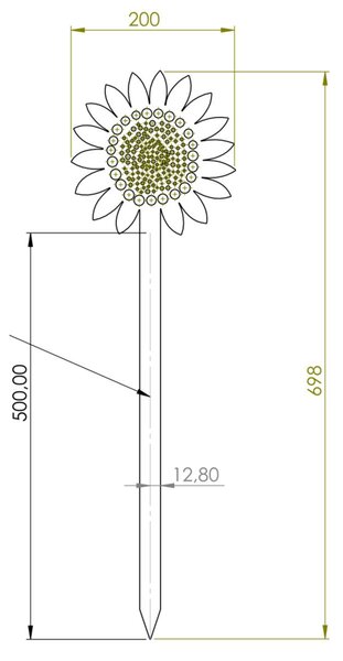 Ozdoba ogrodowa słonecznik 70 x 20 cm, corten CORGARDEN 1052