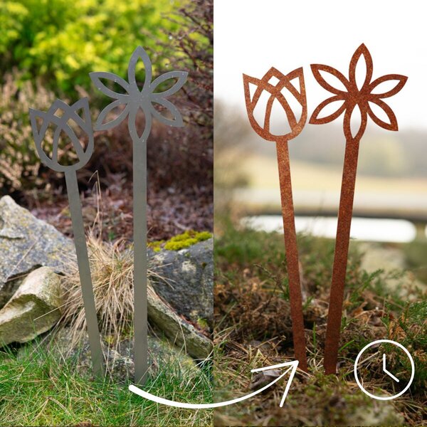 Ozdoba ogrodowa kwiat 3, 68 x 16 cm, corten CORGARDEN 1056