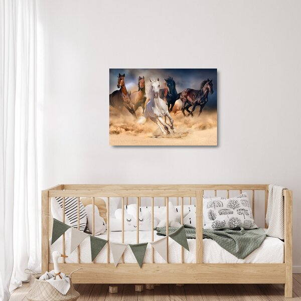 Obraz na szkle - Konie na pustyni (70x50 cm)