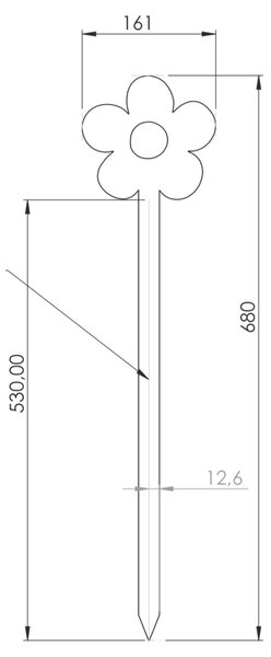 Ozdoba ogrodowa kwiat 2, 68 x 16 cm, corten CORGARDEN 1054