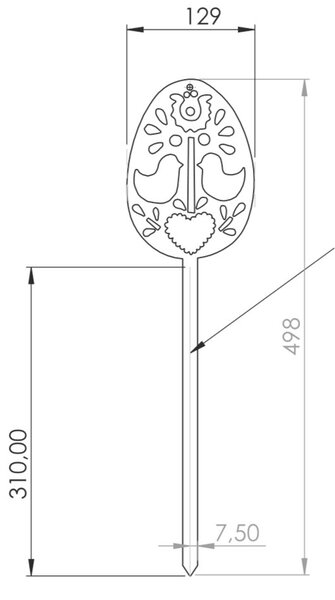 Ozdoba ogrodowa wielkanocne jajko 1, 51 x 14 cm, corten CORGARDEN 1063