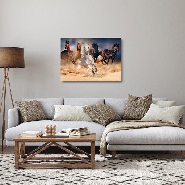 Obraz na szkle - Konie na pustyni (70x50 cm)