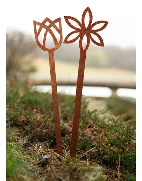 Ozdoba ogrodowa kwiat 3, 68 x 16 cm, corten CORGARDEN 1056