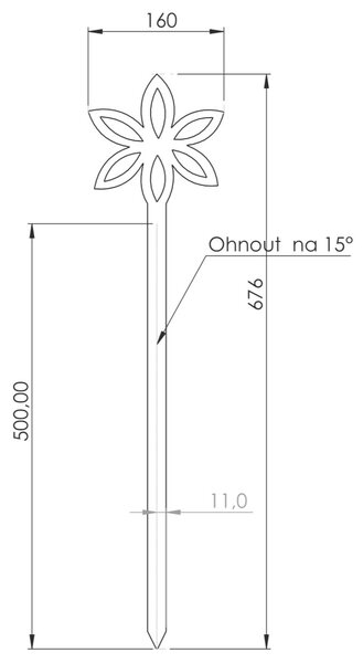 Ozdoba ogrodowa kwiat 3, 68 x 16 cm, corten CORGARDEN 1056