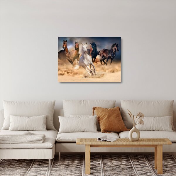 Obraz na szkle - Konie na pustyni (70x50 cm)