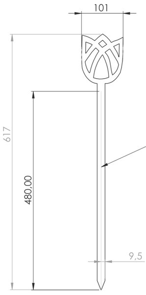 Ozdoba ogrodowa tulipan 62 x 10 cm, corten CORGARDEN 1055