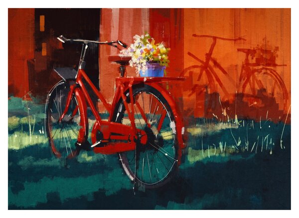 Obraz na szkle czerwonego koła, malowanie akrylowe (70x50 cm)
