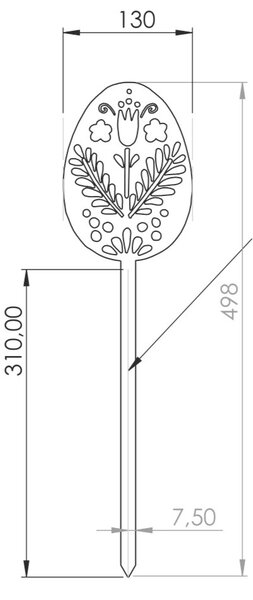 Ozdoba ogrodowa wielkanocne jajko 2, 51 x 14 cm, corten CORGARDEN 1064