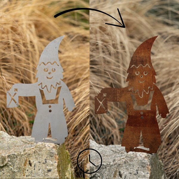 Ozdoba ogrodowa krasnal 37 × 19 cm, corten CORGARDEN 1070