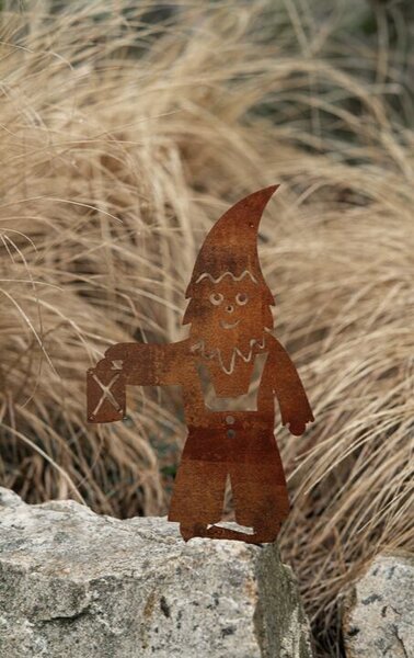 Ozdoba ogrodowa krasnal 37 × 19 cm, corten CORGARDEN 1070