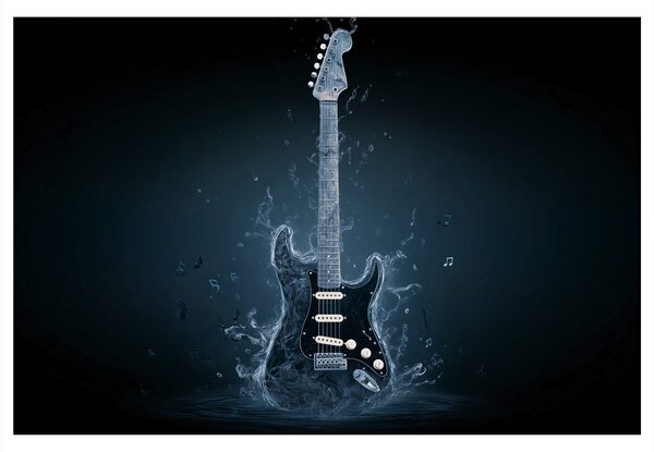 Obraz elektryczna gitara w niebieskim
