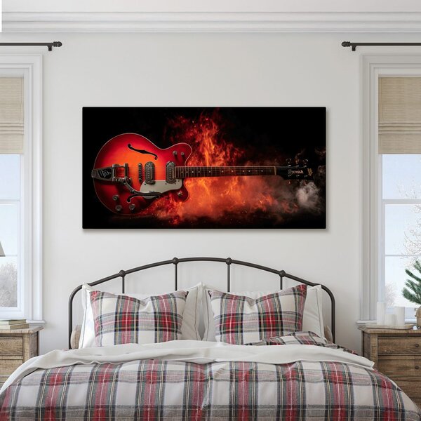 Obraz elektryczna gitara w ogniu