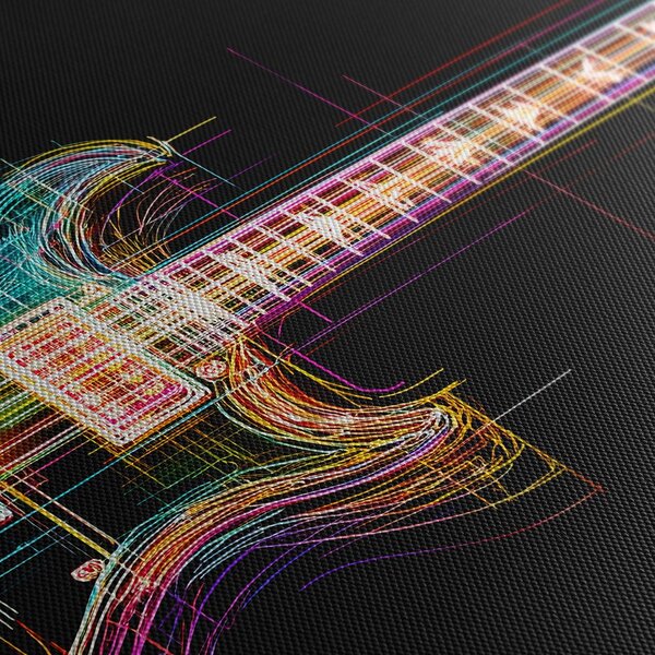 Obraz neonowa gitara na czarnym tle