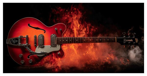 Obraz elektryczna gitara w ogniu