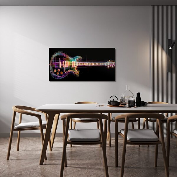 Obraz neonowa gitara na czarnym tle
