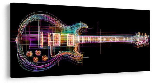 Obraz neonowa gitara na czarnym tle