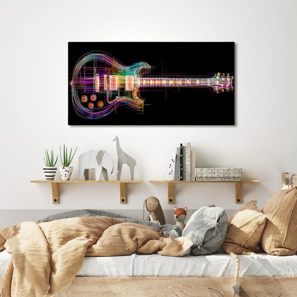 Obraz neonowa gitara na czarnym tle