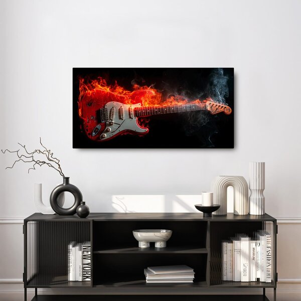Obraz elektryczna gitara i ogień