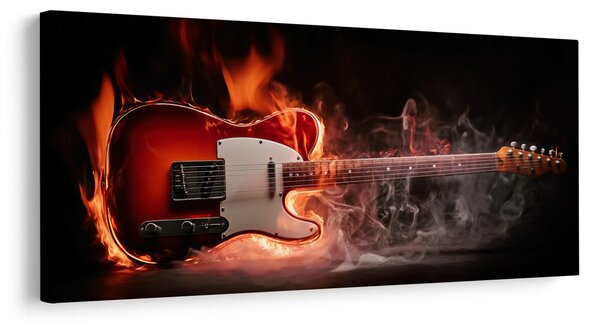 Obraz płonąca gitara w płomieniach