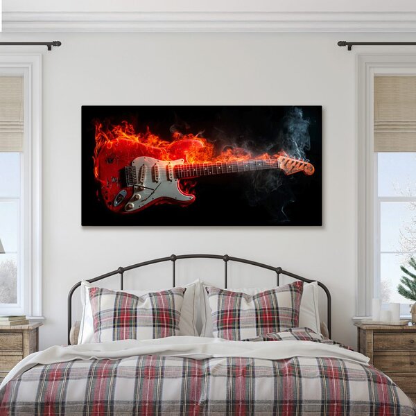 Obraz elektryczna gitara i ogień