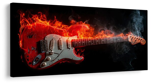 Obraz elektryczna gitara i ogień