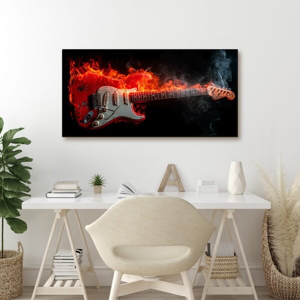 Obraz elektryczna gitara i ogień