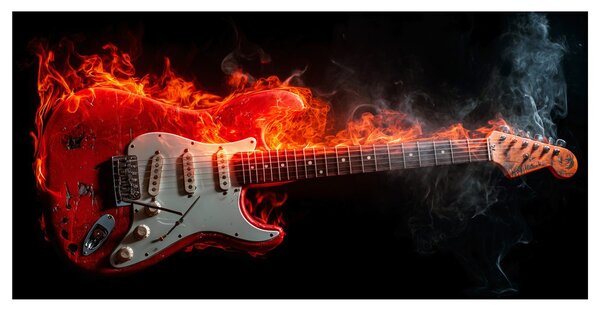 Obraz elektryczna gitara i ogień